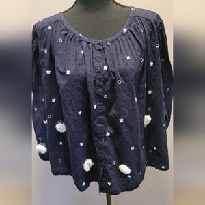 Crown & Ivy Navy Garment with White Pompoms